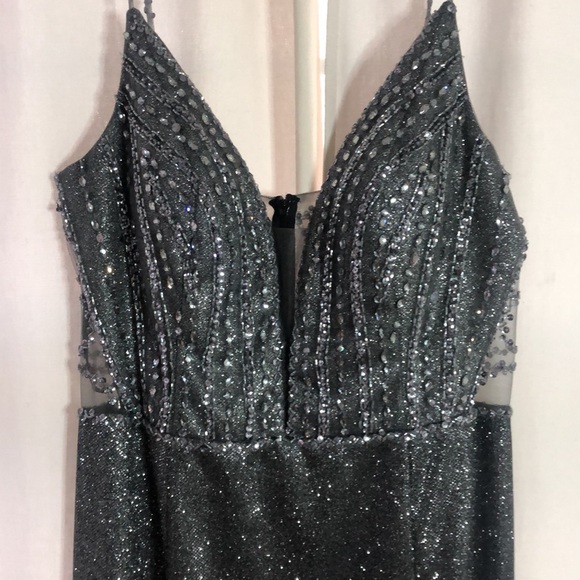 Platinum Label Charcoal Prom Dress Style 3820LG - Picture 3 of 7